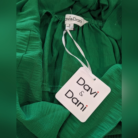 Pink Desert Green Overalls Dress with Bow in Back - Picture 5 of 5